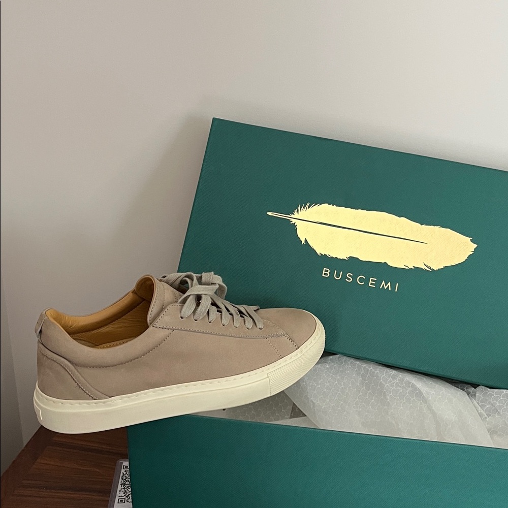 Buscemi Taupe Low-Top Sneakers tennis lock nubuck shoes 38